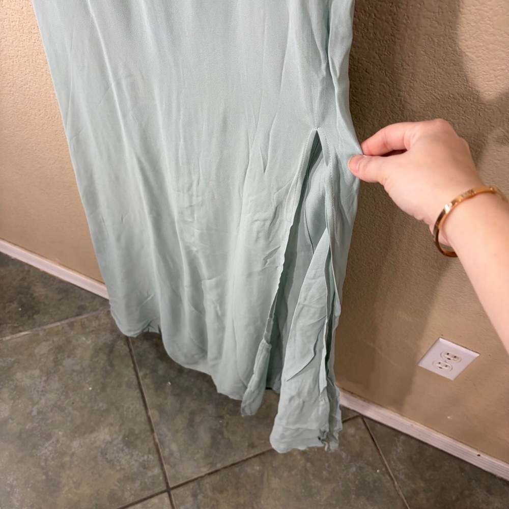 Reformation Celadon Green Blue Westerly Tie Strap Maxi Gown Dress Sz 10 Wedding - Picture 7 of 16